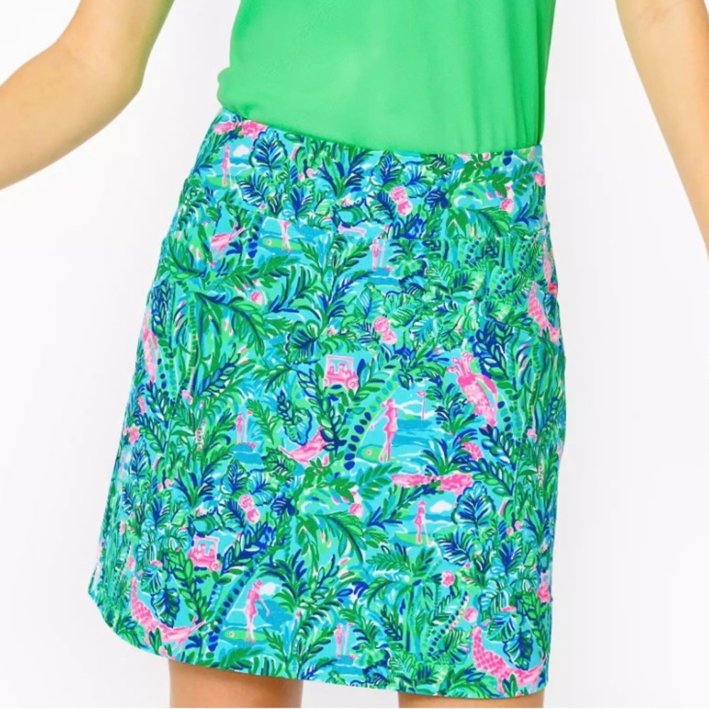 NWT Lilly Pulitzer Luxletic Monica Skort Blue Horizon Par Fection Golf Skort, 12